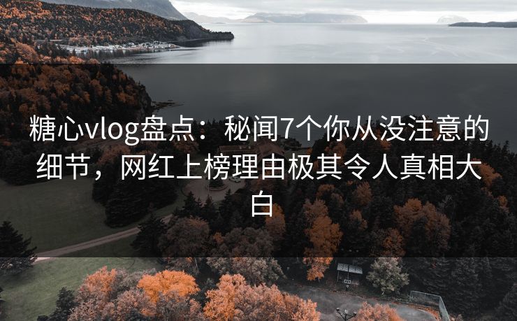 糖心vlog盘点：秘闻7个你从没注意的细节，网红上榜理由极其令人真相大白