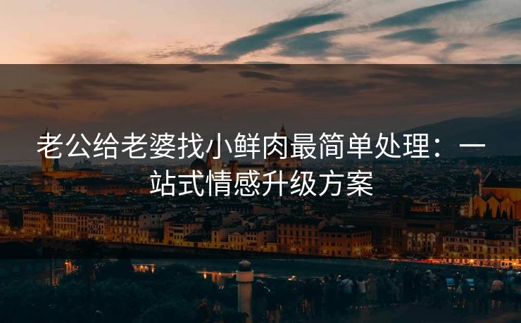 老公给老婆找小鲜肉最简单处理：一站式情感升级方案