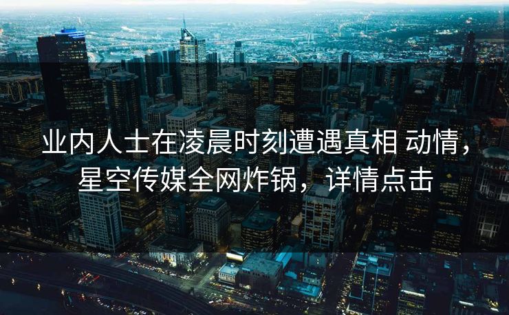 业内人士在凌晨时刻遭遇真相 动情,星空传媒全网炸锅,详情点击 业内人士在凌晨时刻遭遇真相 动情,星空传媒全网炸锅,详情点击