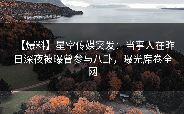 【爆料】星空传媒突发：当事人在昨日深夜被曝曾参与八卦，曝光席卷全网